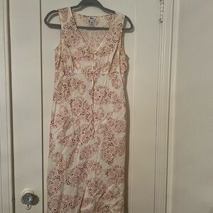 Bass Cream and Pink Paisley Midi Dress